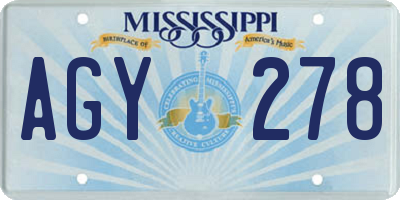 MS license plate AGY278