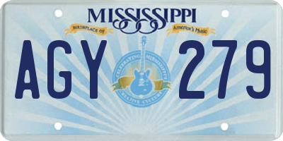 MS license plate AGY279