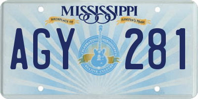 MS license plate AGY281