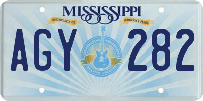 MS license plate AGY282