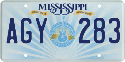 MS license plate AGY283