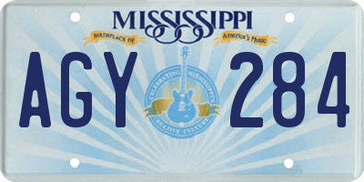 MS license plate AGY284