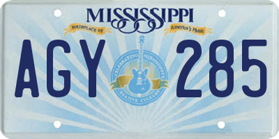 MS license plate AGY285