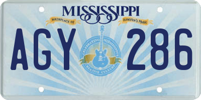 MS license plate AGY286