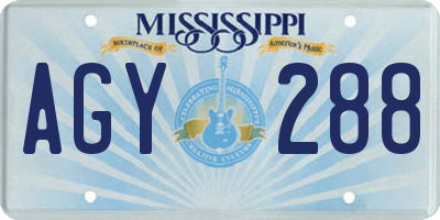 MS license plate AGY288