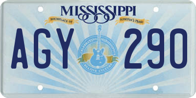 MS license plate AGY290