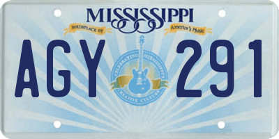 MS license plate AGY291