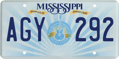 MS license plate AGY292