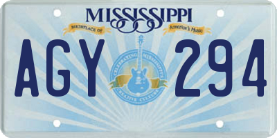 MS license plate AGY294