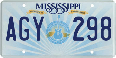 MS license plate AGY298