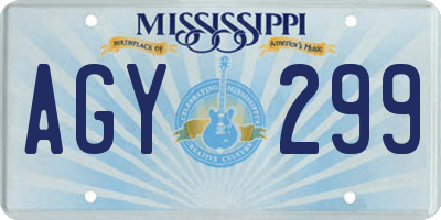 MS license plate AGY299