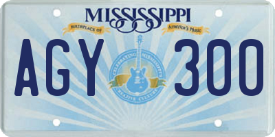 MS license plate AGY300