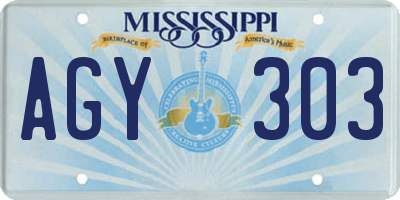 MS license plate AGY303