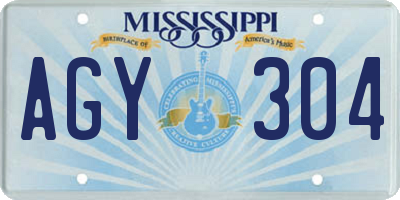 MS license plate AGY304