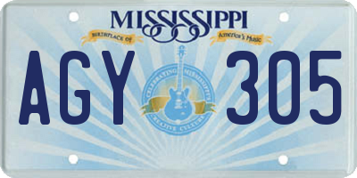 MS license plate AGY305