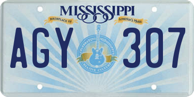 MS license plate AGY307