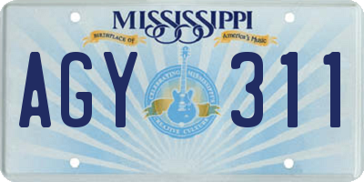 MS license plate AGY311