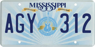 MS license plate AGY312