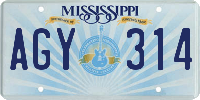 MS license plate AGY314