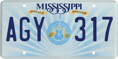 MS license plate AGY317