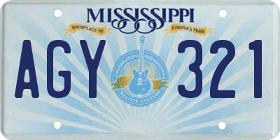 MS license plate AGY321