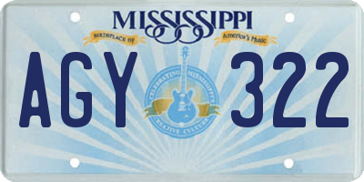 MS license plate AGY322