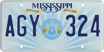 MS license plate AGY324
