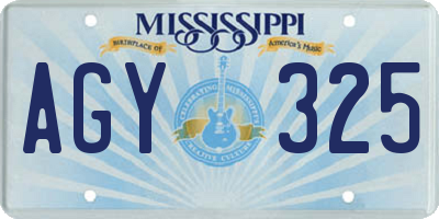 MS license plate AGY325