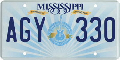 MS license plate AGY330