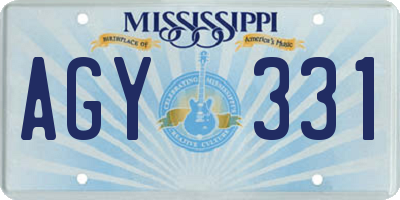 MS license plate AGY331