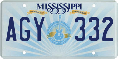 MS license plate AGY332