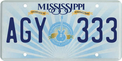 MS license plate AGY333