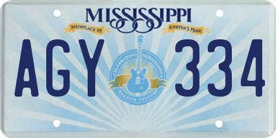 MS license plate AGY334