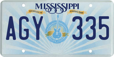 MS license plate AGY335