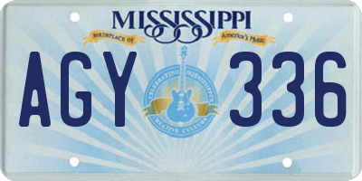 MS license plate AGY336