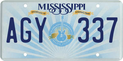 MS license plate AGY337