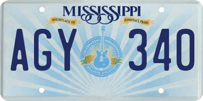 MS license plate AGY340