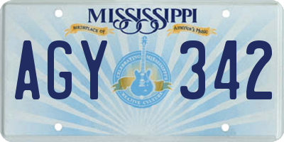 MS license plate AGY342