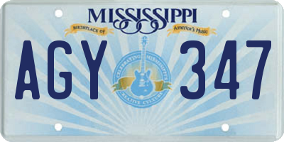 MS license plate AGY347