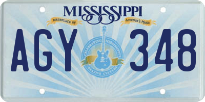 MS license plate AGY348