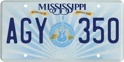MS license plate AGY350