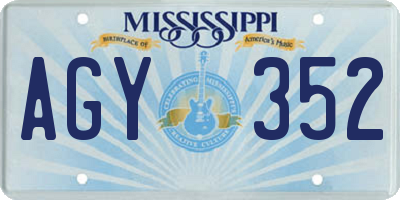 MS license plate AGY352