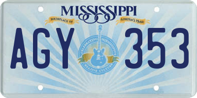 MS license plate AGY353