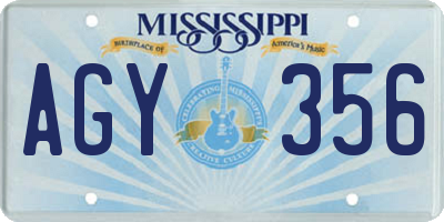 MS license plate AGY356