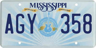 MS license plate AGY358