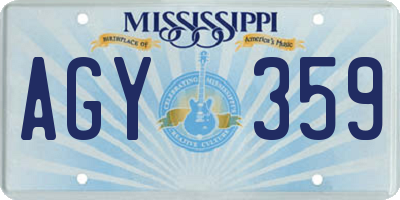 MS license plate AGY359