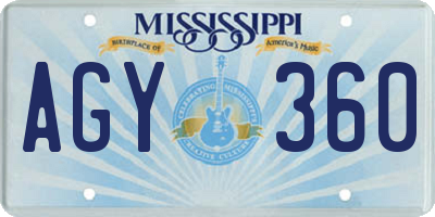 MS license plate AGY360