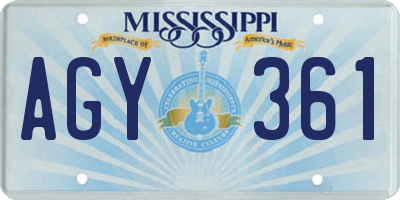 MS license plate AGY361