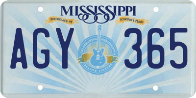 MS license plate AGY365