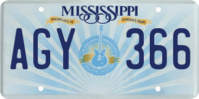 MS license plate AGY366